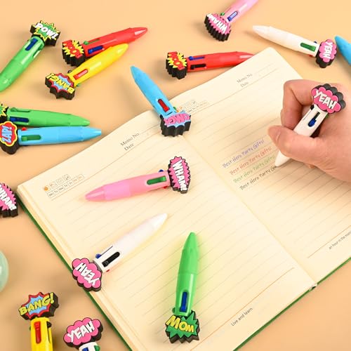 LiYiQ 25 bolígrafos multicolor 4 en 1 diseño héroe kawaii miniatura 4