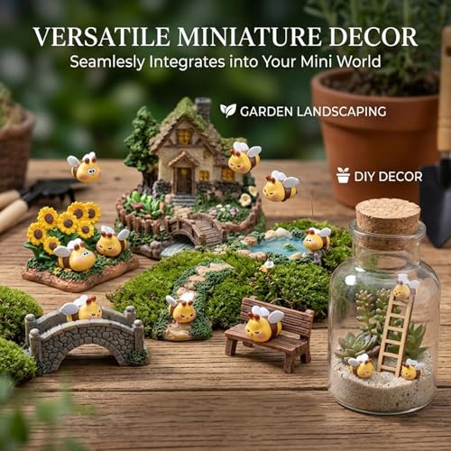 Mini Abejas de Resina con posturas variadas para decoración creativa 4