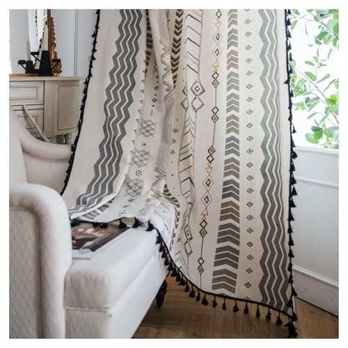 Rideaux occultants pour chambre et salon imprimés noir et blanc 150x260cm