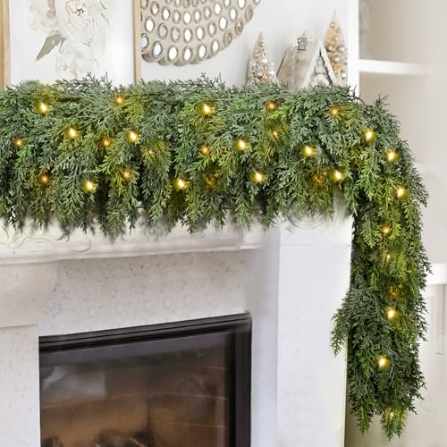 6-Ft Lighted Christmas Cedar Garland - 23.99 w/ Code + 40% Off Code 8VWHVJO8 - image 1