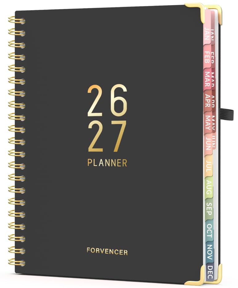 Forvencer Planner 2026-2027, 18 Month Weekly and Monthly Calendar Planner, Jan 2026 -June 2027, 8.5" x 11", Daily Agenda Book with Tabs, College School Supplies for Student Teacher, A4, Marble Style