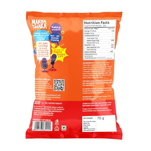 Image of Farmley Makha Shaka Makhana Cheese Waves Pillow Pouch- 70 g | Healthy Snacks | Namkeen Snacks & Puffed Snacks | Roasted in Olive Oil