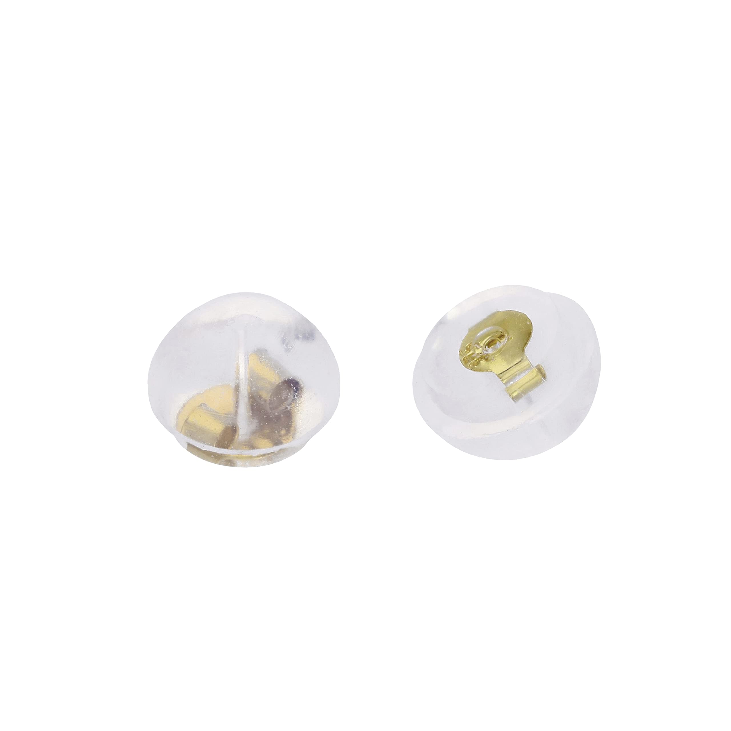Fermoir de Boucles d'Oreilles en Or Jaune 9 Carats et Caoutchouc