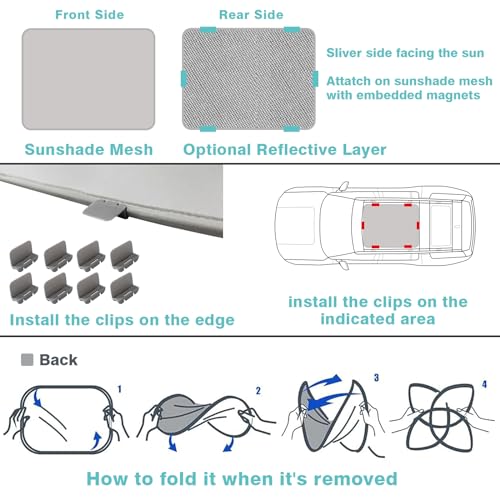 Image of BestEvMod Foldable Roof Sunshade Compatible with 2022-2025 2026 Rivian R1S Accessories Upgraded Heat Reflective Tech Accessories Sunroof Reflective Sun Shade(Front Only Grey)