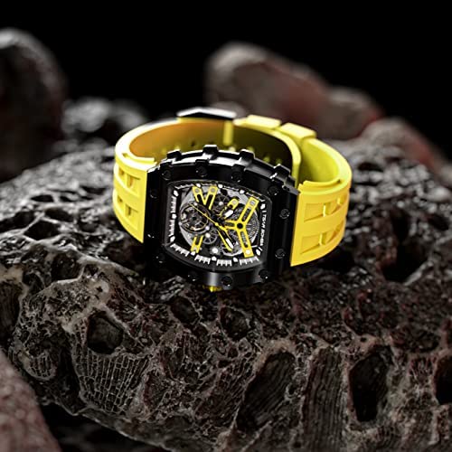 Image of TSAR BOMBA Mens Luxury Watch Automatic Watches for Men 50M Waterproof Japanese Mechanical Movement Tonneau Stainless Steel Case Sapphire Glass Big Face Cool Unique Fashion Gift Men