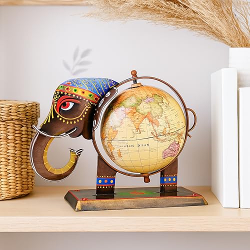 Image of ZAICUS Elephant Globe Showpiece for Home & Office Decor | Vintage World Map Decorative Globe | Tabletop Showpiece for Living Room, Study & Gifting