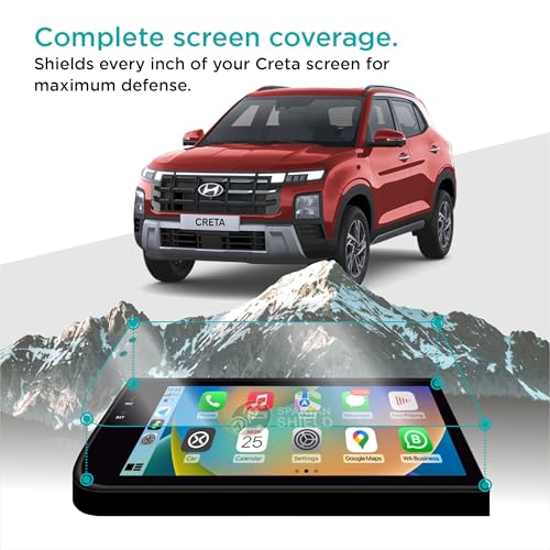 Image of Spartan Shield Screen Guard COMBO For HYUNDAI CRETA 2026 [2024 - Running] | 12.3-inch Android Aftermarket INFOTAINMENT + 10.25 INSTRUMENT CLUSTER Protector || Perfect Fit For CRETA E Base Model Display || Anti Scratch | Water Repellant | HD Clear | High Touch Sensitivity | With Complimentary Installation Kit | Bubble Free Application | Creta 2025 12inch Car TouchScreen Music System Accessories [Not Tempered Glass]