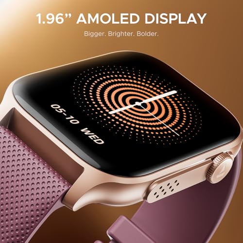 Image of Boat Ultima Ember smartwatch with 1.96 inch AMOLED Display, AOD, Personalized Fitness Nudges, Functional Crown,100+ Sports Modes, Create Your Own Watchface, smartwatch for Man and Woman (Royal Berry)