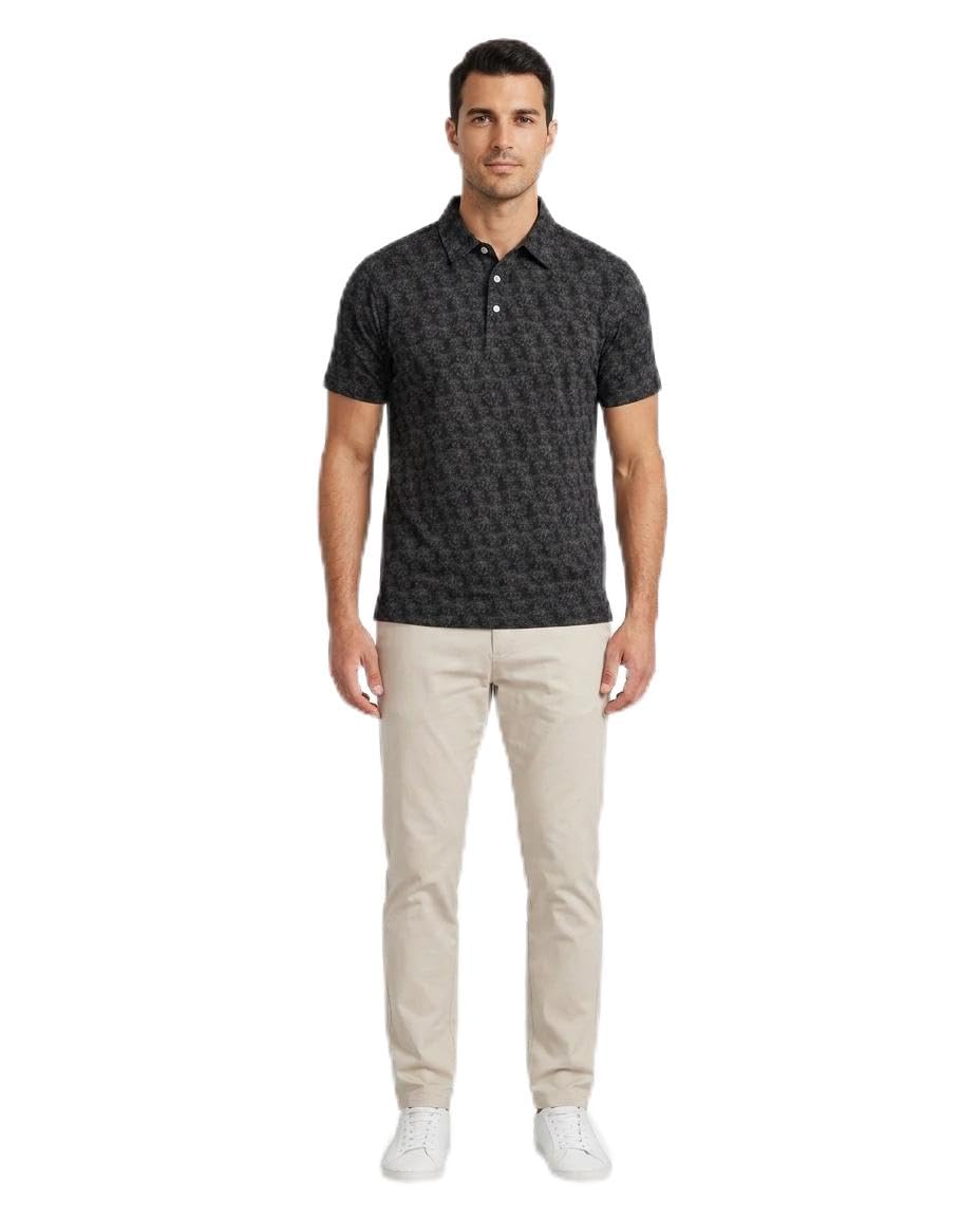 Men's Black Jacquard Polo T-Shirt Regular Fit Half Sleeve-image-44