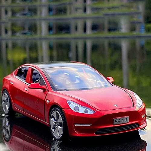 Model 3 Toy Car, 1:32 Zinc Alloy Diecast Car Toys For Kids, Pull Back Collectible Vehicle Toy Door Opening Scale Car Model With Sound And Light, Birthday Gift For Boys Girls 3+ Years Old #TOP5
