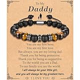 TEVOP Regalos para papá, hijo, nieto, abuelo, papá, pulsera de piedra de ojo de tigre, pulsera ajustable, regalos de hija, mamá, abuelos, regalos perfectos de cumpleaños, graduación, Navidad