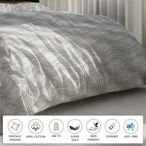 Image of LANE LINEN 400TC Morrison Bloom Super King Size Bedsheet with 4 Pillow Cases | 100% Cotton Digital Print Bedding Set (2.74 M x 2.74 M) | Modern Floral Pattern for Luxurious Comfort (Grey Pattern)