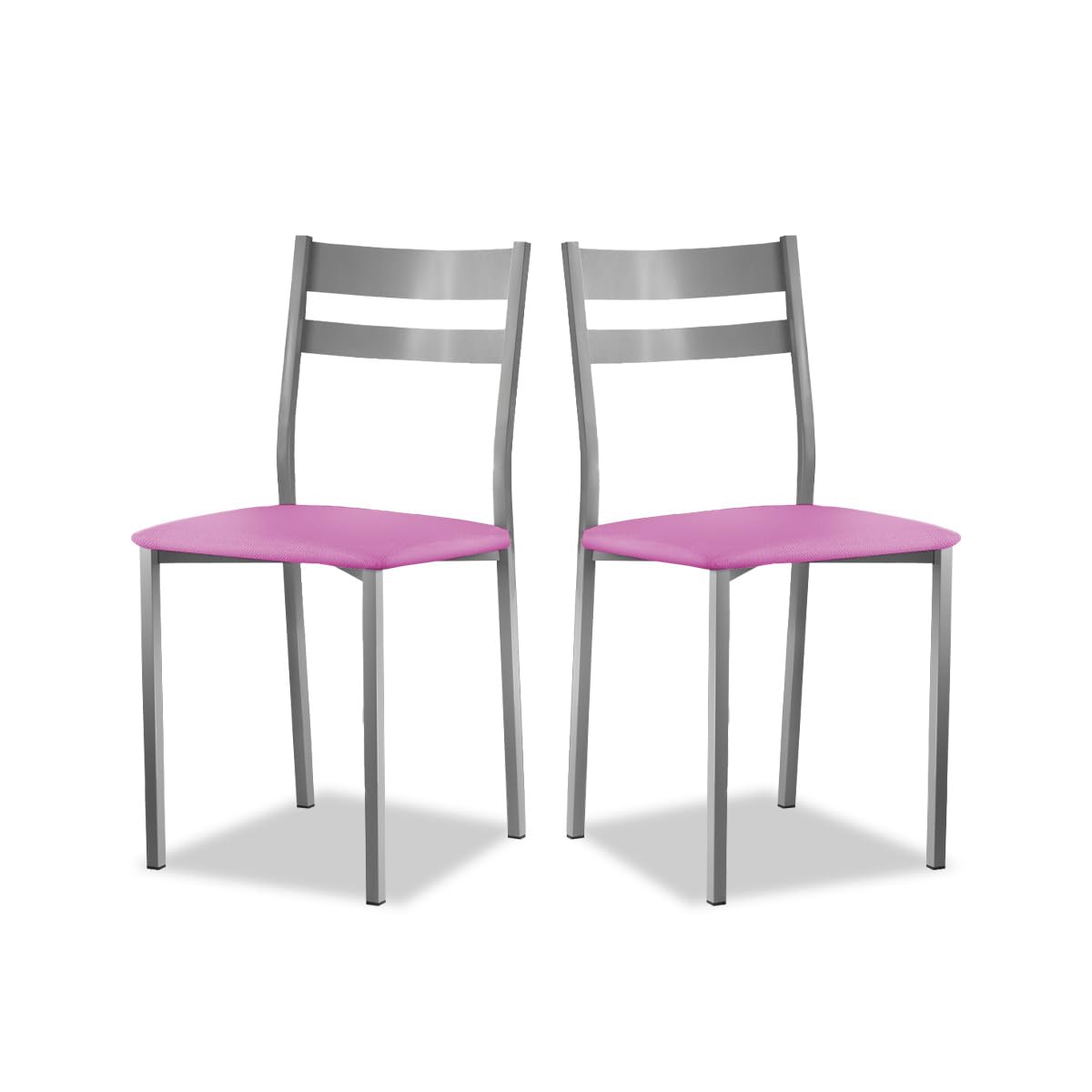 ASTIMESA SCRFRS Due sedie da Cucina, Metallo Finta Pelle Alluminio, Rosa, Altura de asiento 45 CMS