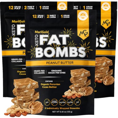 MariGold Peanut Butter Keto Fat Bombs, Low Carb - 3 Pack, 15 Bars