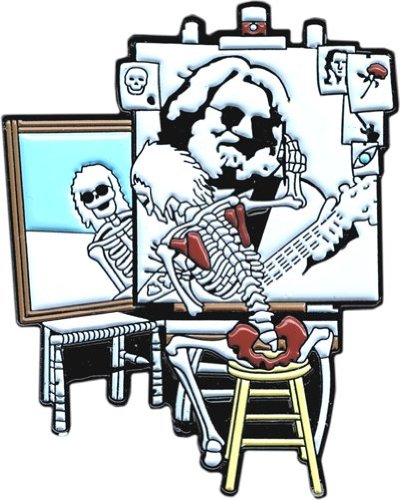 Jerry Garcia Hippie Skeleton Enamel Pin – Double Post Back, Perfect for Jackets, Bags, Hats, and Rock Collectors