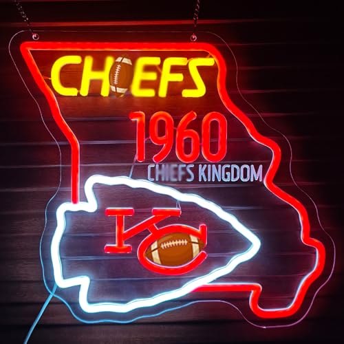 Football Neon Sign for Wall Decor Sports Neon Light Sign Football Team Led Sign for Man Cave US State Map Neon Light Up Sign Football Wall Art for Fan Club Bar Bedroom Gifts for Kids Teens Adult(N017)