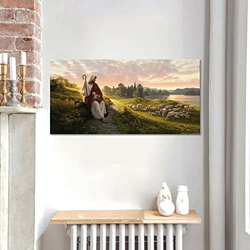 Sevojo Jesus Christ Shepherd Canvas Wall Art - Modern Religious God Poster Hd Print Painting Picture Artwork For Bedroom Living Room Decor Unframed (16"X31", Ys-A) #TOP2