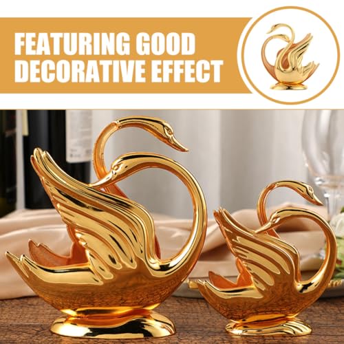 Servilletero de metal de cisne dorado jojofuny para mesa de comedor 4