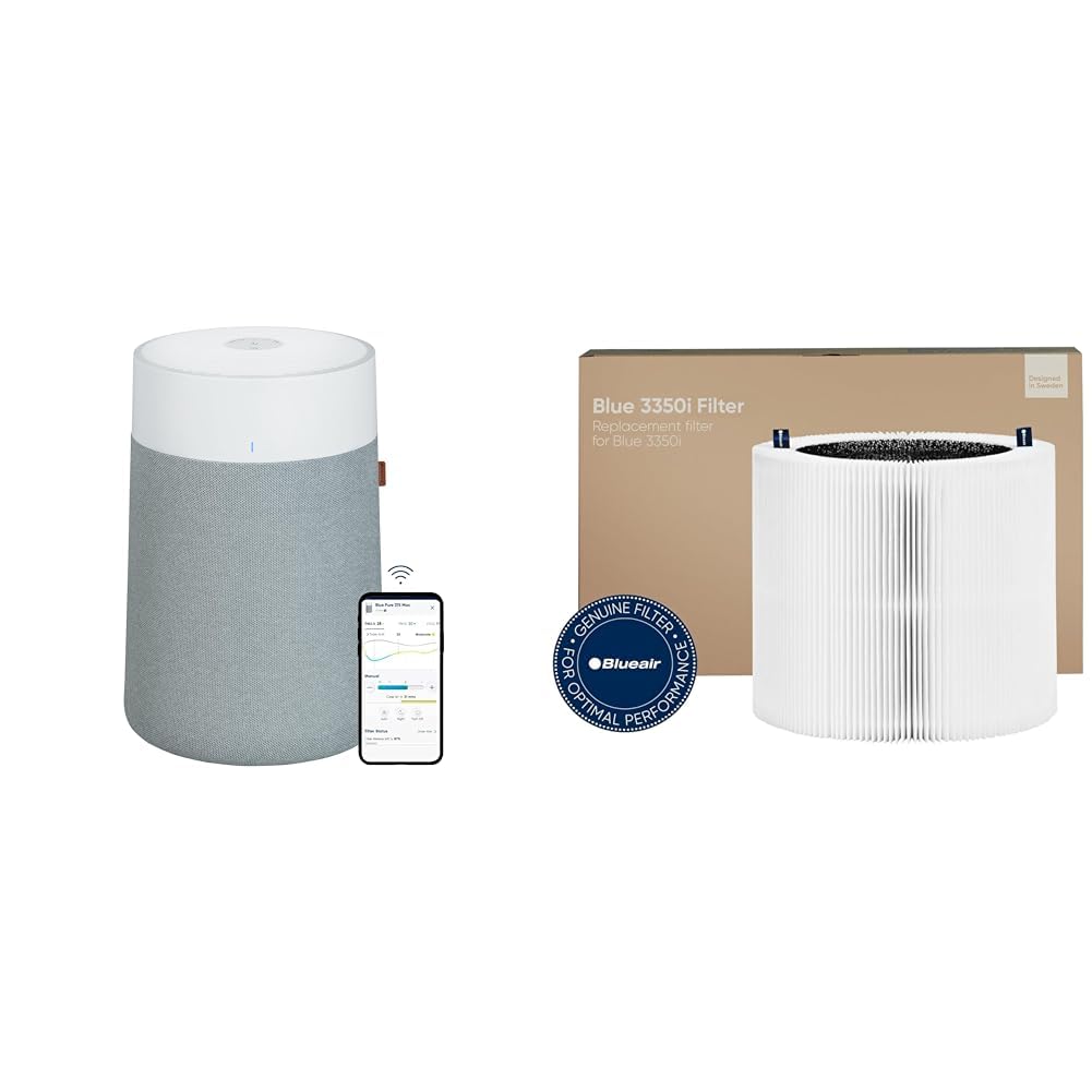 BLUEAIR 3350i Max inteligentny oczyszczacz powietrza do średnich pomieszczeń i 1 zestaw oryginalnych filtrów zamiennych do oczyszczacza powietrza 3350i Max