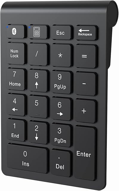 cimetech Bluetooth Numpad, Wireless Numeric Keypad with 22 Buttons Portable Ergonomic Mini Numpad Office Calculating Number Pads for Laptop, Notebook, Desktop, Computer, PC (Black)