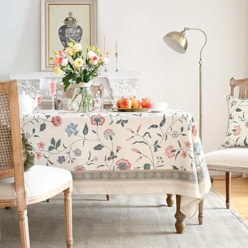 Image of ishro home Premium Dining Table Cover 6 Seater | Table Cover Cloth | Table Cloth 6 Seater - Soft European Fabric, Frill Design, Machine Washable | (Spring of Beauty, 56x90 Inch (6-8 Seater))