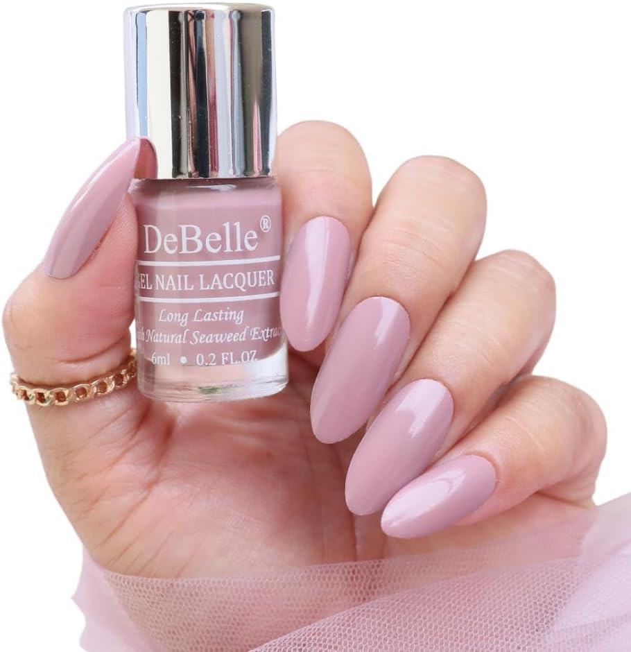 Gel Nail Polish Blissful Elizabeth(Light Pink Mauve Nail Paint)|Non UV - Gel Finish |Chip Resistant | Seaweed Enriched Formula| Long Lasting|Cruelty and Toxic Free| 6ml