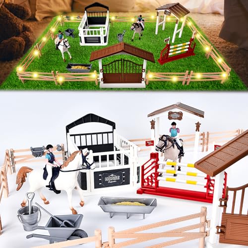 Jonrryin Juguetes Estables Para Caballos, 49 Pcs Caballo Juguete Con Valla, Figuras De Caballos, Caballo Granja Juguete Animales Para Niños 5 6 Jonrryin Juguetes Estables Para Caballos, 49 Pcs Caballo Juguete Con Valla, Figuras De Caballos, Caballo Granja Juguete Animales Para Niños 5 6
