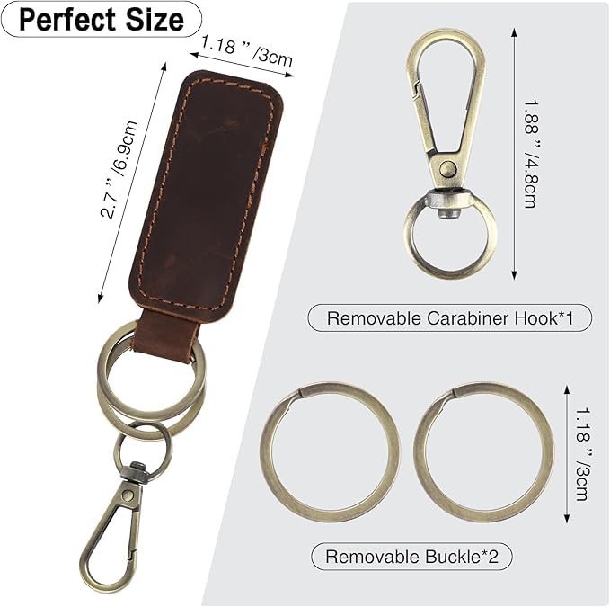Image of Jack&Chris Genuine Leather Car Keychain, Universal Key Fob Keychain, Leather Key Chain Holder for Men and Women, JC306
