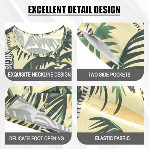 ALAZA Coconut Tree Zebra Pajamas Short Sleeve 2 Piece Sleepwear Top and Bottom Pajama Set Unisex4