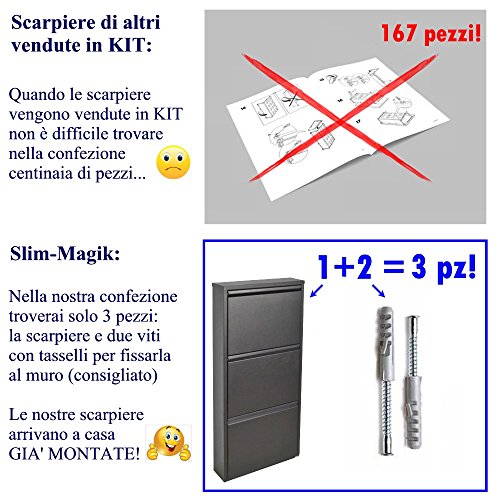 Scarpiera SalvaSpazio Slim: Set di TRE Scarpiere a...