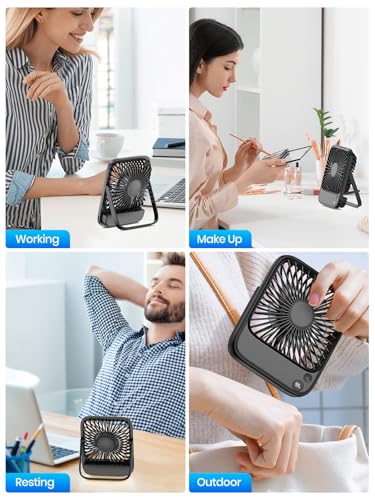 Image of TOPK Mini Rechargeable Table Fan, Ultra-Thin Portable Desk Fan with Digital Display, 4 Speeds High Airflow, Quiet USB-C Personal Fan for Office, Home & Travel (Black, 5000mAh)