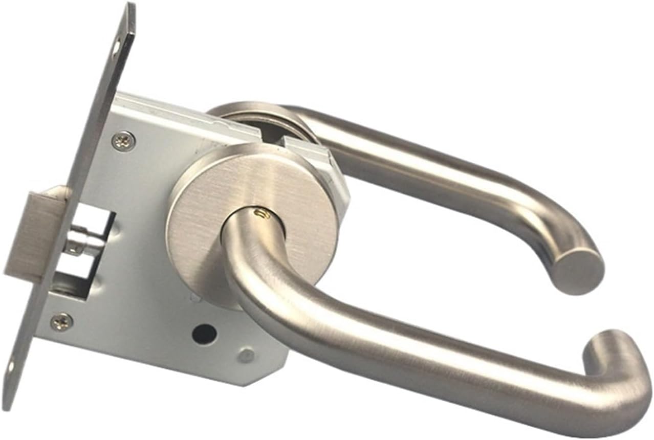 304 Stainless Steel Double Curved fire Door Channel Lock Hollow Elbow Split Handle Lock Single Latch Tongue Indoor Door Lock