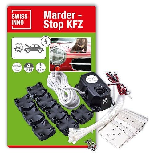 SWISSINNO Repellente Indoor Martore, Ultrasuoni Auto alta tensione 12V Batteria Auto - Martora Repellente per proteggere Dalle Martore nel Vano Motore, Protezione Immediata e a Lungo Termine