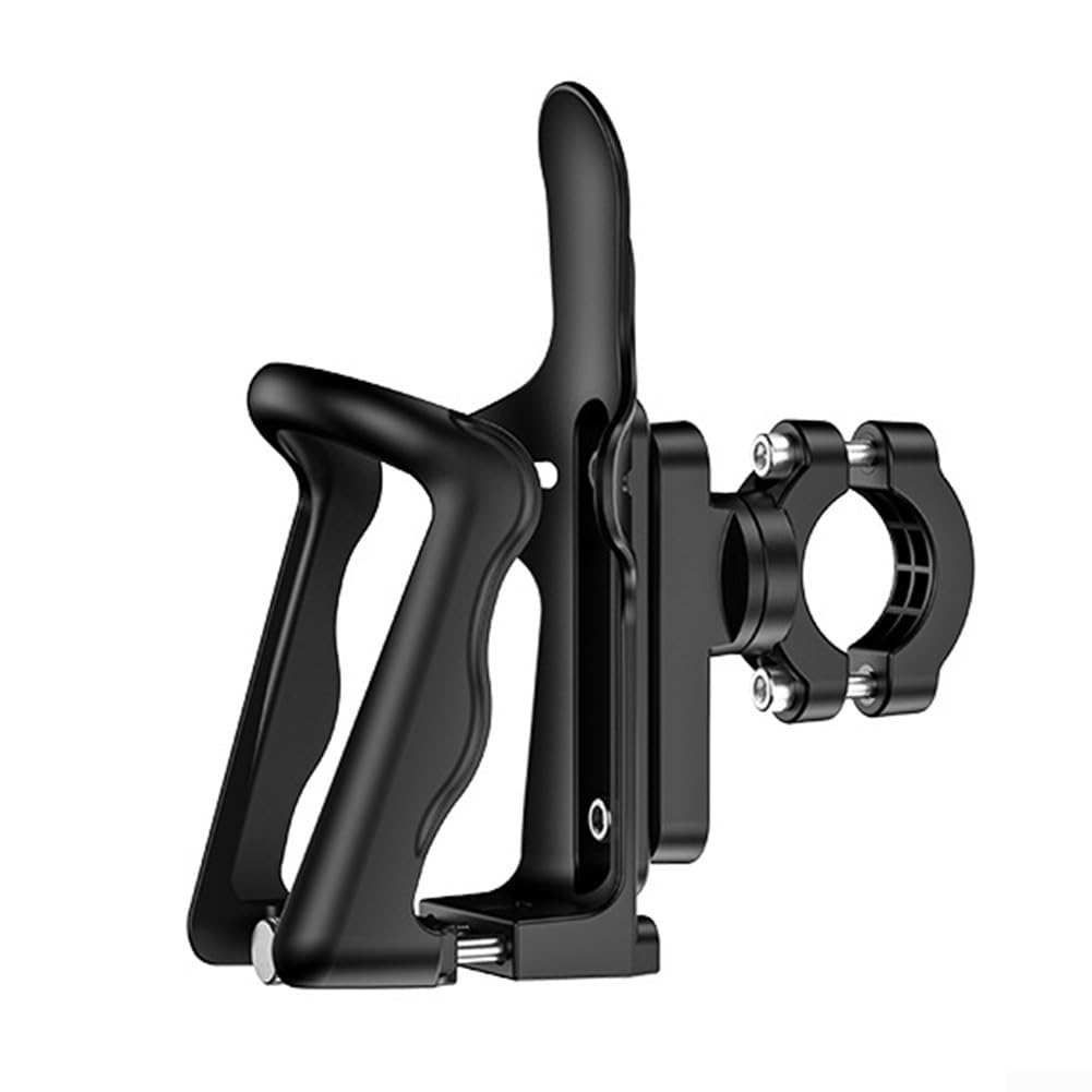 Porte-gobelet de moto pour toutes les activités en plein air – Porte-gobelet élégant en alliage d'aluminium avec pince à installer rapide pour guidon jusqu'à 4,3 cm de diamètre – Design noir – Largeur