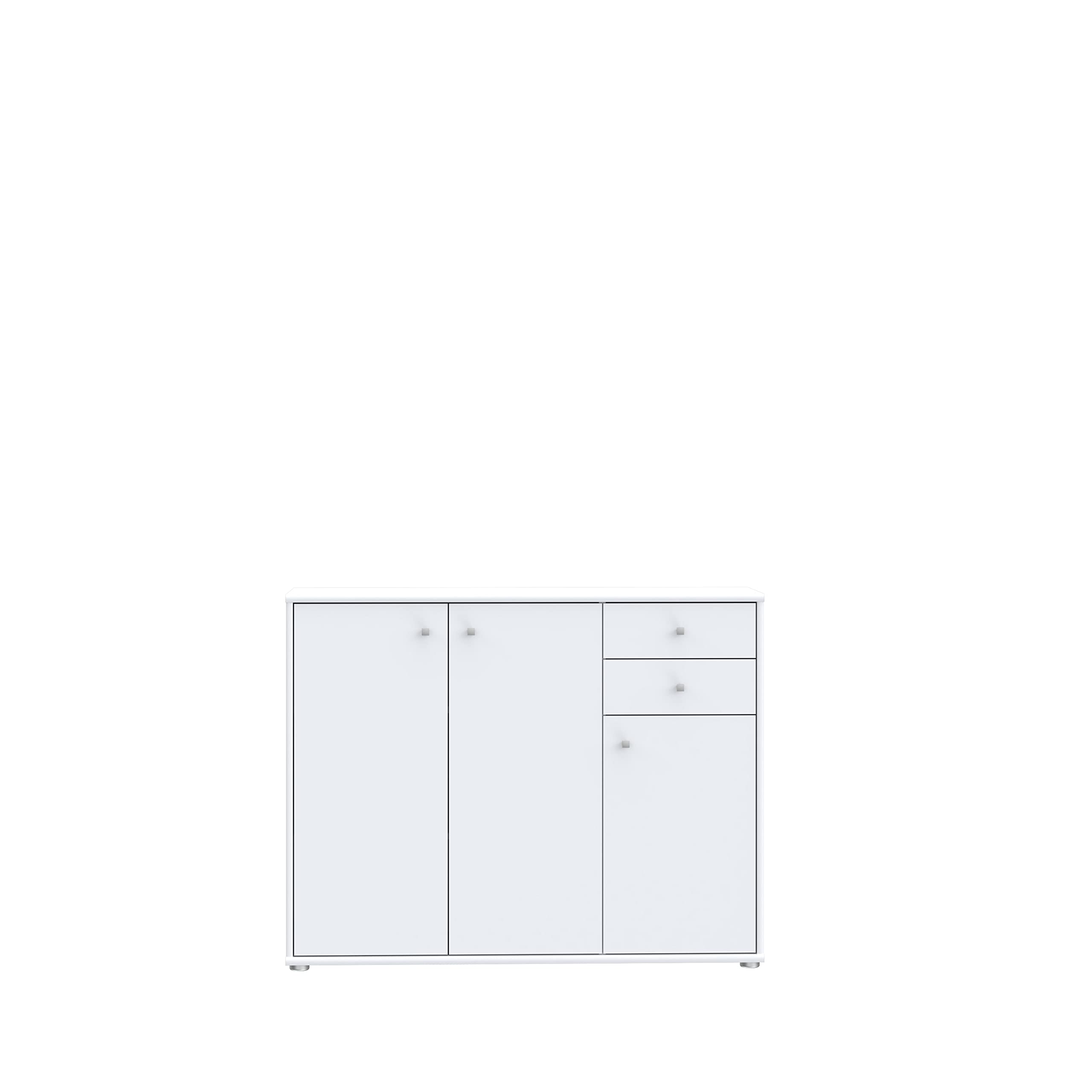 Forte Tempra 2 Kommode mit 3 Türen und 2 Schubladen, Holzwerkstoff, weiß, Bx H xT: 108,8 x 85,5 x 34,8 cm