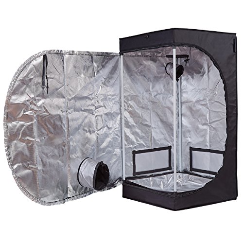 BloomGrow 24''x24''x48'' 600D Mylar Hydroponic Water-Resistant Grow Tent with Plastic Corner Removable Floor