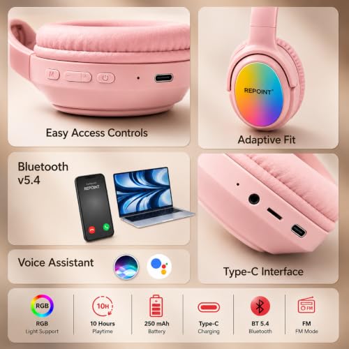 Image of RASSFOAT X7 RGB Wireless Headphones - Powerful Sound, 10H Playtime & Stunning 7-Color RGB Lights. Foldable, Comfortable, and Perfect for Music, Gaming, Movies & Calls-Anywhere, Anytime.