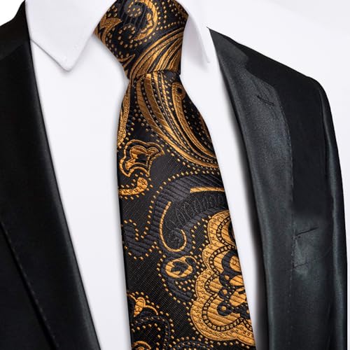 Image of Hi-Tie Zipper Ties for Men Pre-tied Tie Set Lapel Pin Pocket Square and Cufflinks Formal Business Wedding Adjustable Necktie