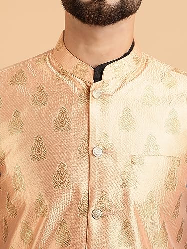 Image of SOJANYA (Since 1958 Men's Silk Blend Kurta Pyjama & Self Design Nehru Jacket Combo