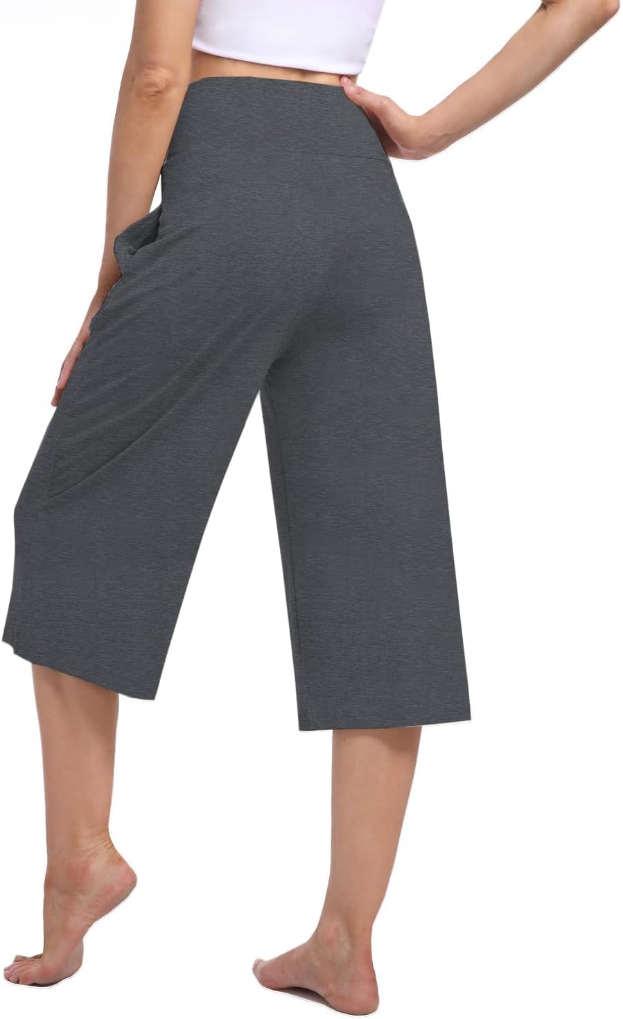 3 Pack Women's Wide Leg Yoga Pants Crossover High Waist Casual Capri Pants Loose Soft Pajama Pocket Sweatpants - Image 2