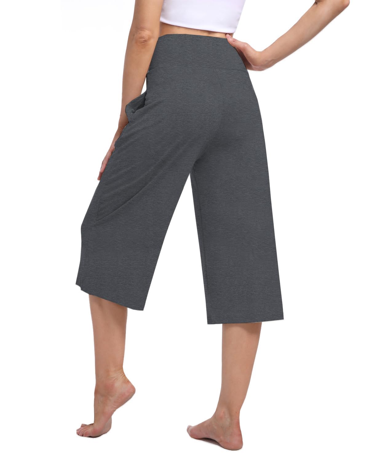 XFIFM 3 Pack Womens Wide Leg Yoga Pants Loose Soft Pajama Pockets Sweatpants?Capris Crossover High Waist Casual Capri