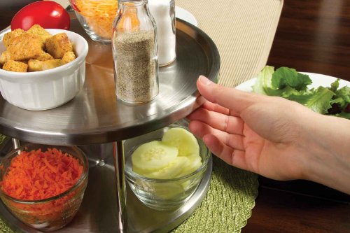 Ideas In Motion 11127719 2-Tier Revolving Lazy Susan Trays, Stainless Steel thumb #2
