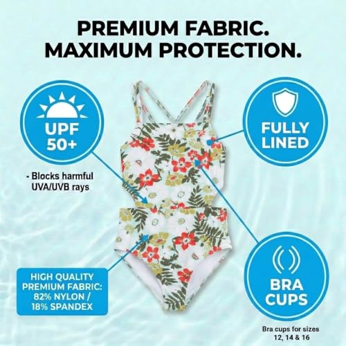Image of Kanu Surf Girls' Beach Girl Sport Cut-Out One Piece Swimsuit