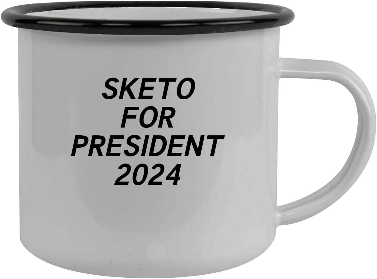 Sketo For President 2024 - Stainless Steel 12oz Camping Mug, Black