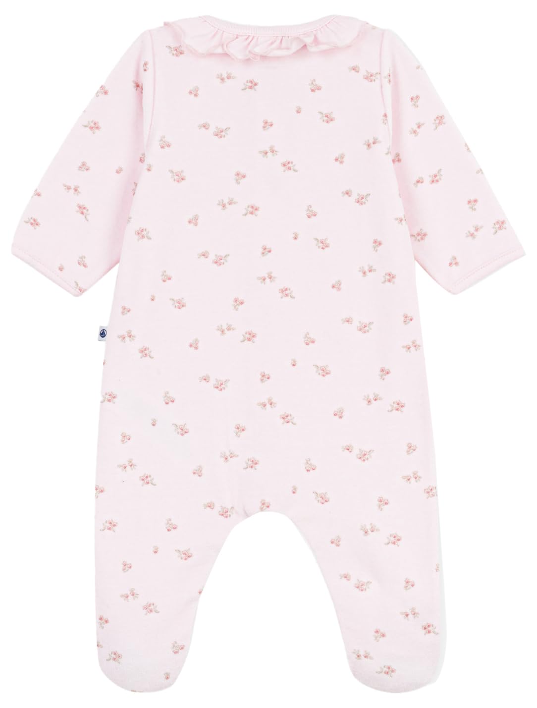 Petit Bateau Baby-Schlafanzug aus Velours mit Kragen und Blumenmuster