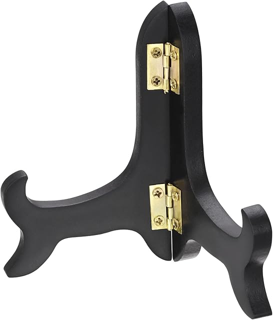 sourcing map 2pcs 4" Easel Plate Holder, Wooden Folding Display Stand Black for Decorative Picture Frame