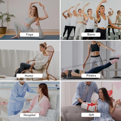Image of Grip Pilates Socks for Women, Yoga Slouch Socks with Grip for Barre Workout Hospital Long Scrunch Slipper Socks