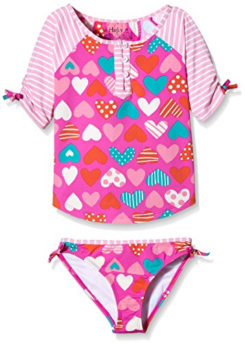 Hatley Girls' Crazy Hearts Rash Guard Set