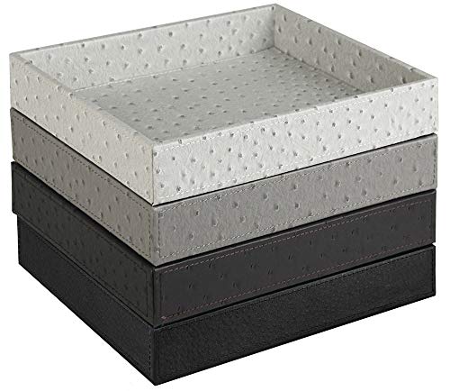 Vixdonos Leather Valet Tray,Bedside Catchall Tray,Nightstand or Dresser Organizer for Perfume,Jewelry,Key,Remote Control,Coffee,10.3 x 8.2 x 1.7 inches(Speckled-Black)