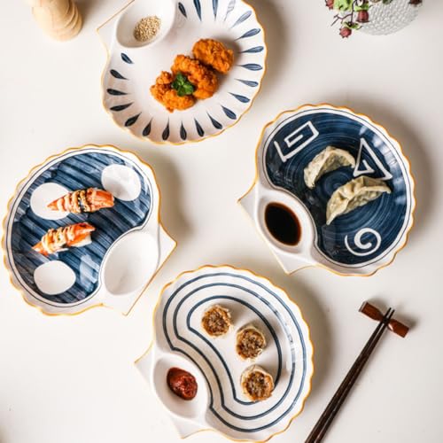 Plato de cerámica estilo japonés en forma de concha 8.5 pulg miniatura 5